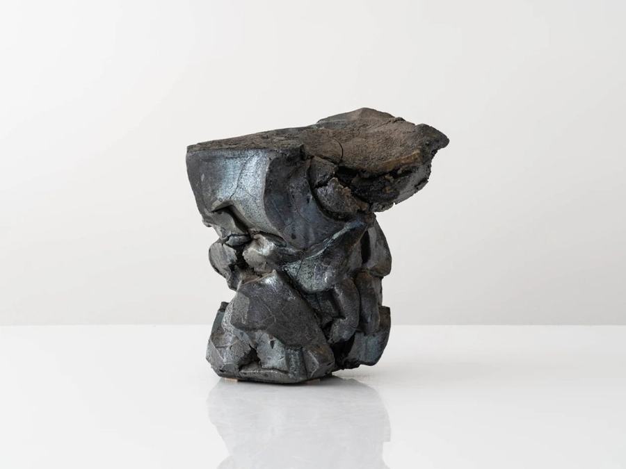 Spiralling ceramic form by Shozo Michikawa